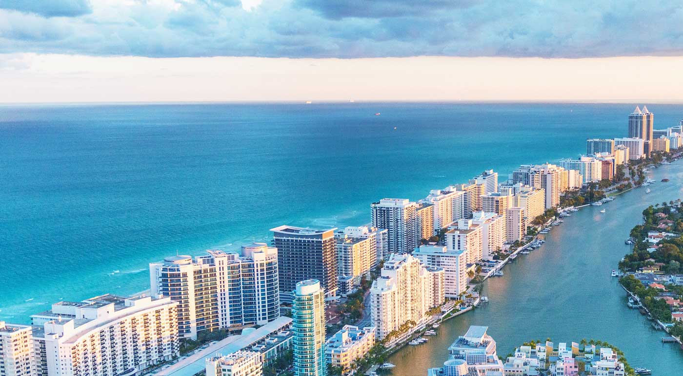 Aerial view of Miami Coast in Sunny Isles Beach