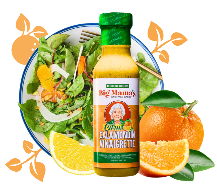 Big Mama's Citrus Calamondin Vinaigrette with salad in background
