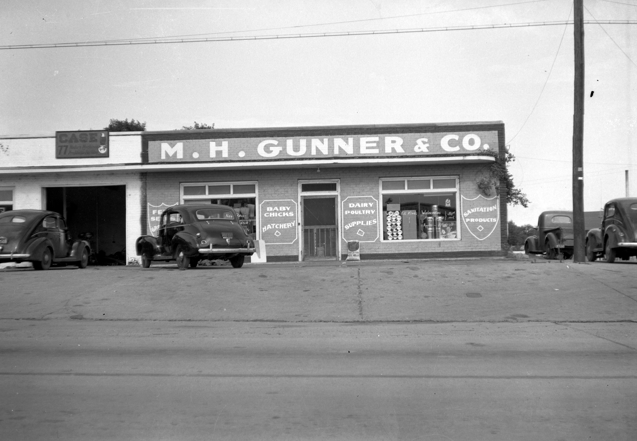 black and white street view picture of M.H. Gunner and Co. store